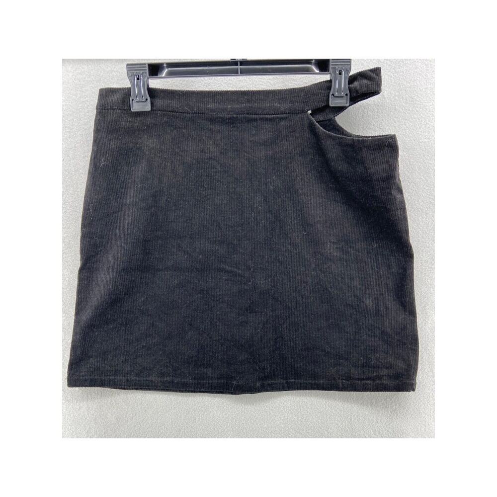 NWT Elodie Skirt Women's Size X-Large Corduroy Cut Out Mini Zipper Solid Black